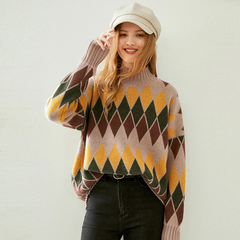 Новинка Осень/Зима 2020 Модный женский кашемировый свитер с узором из страз