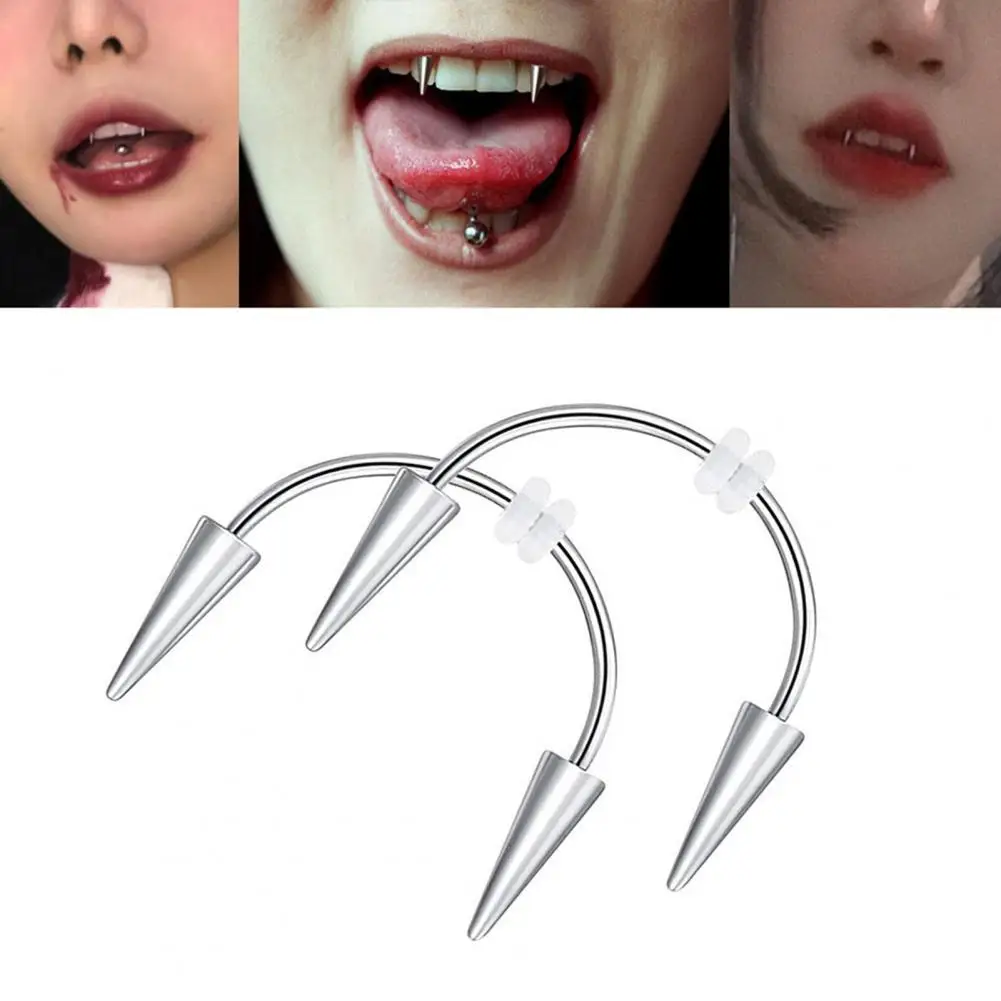 

Piercing Stainless Steel Scary C-Shape Lip Hoop Tiger Teeth Cosplay Costume