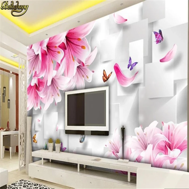 Пользовательские обои 3D круг белый цветок фон настенная декоративная живопись