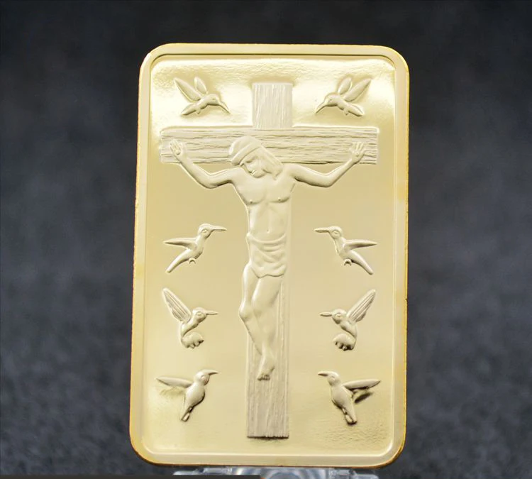 1 шт. Иисус вручил на корсс десять командировок монета унция 24 К позолоченный