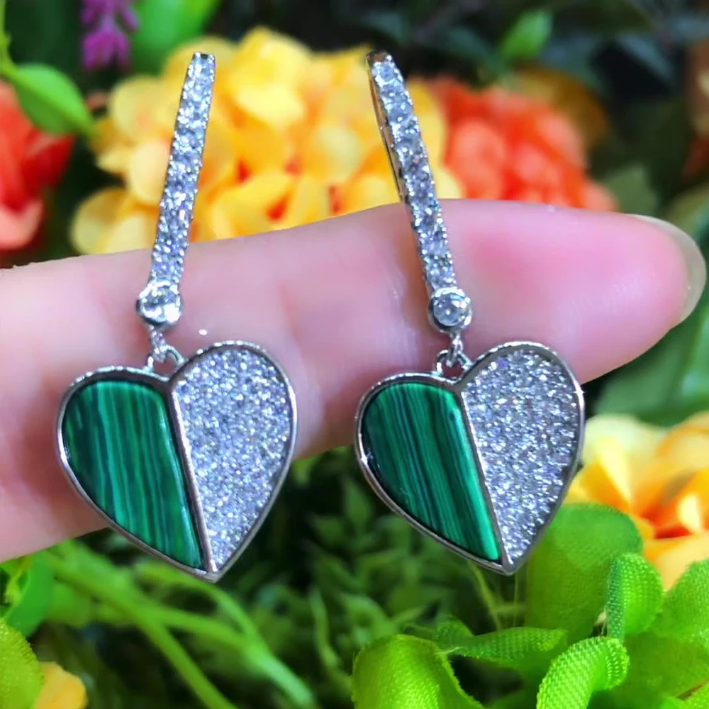 Двухцветные серьги-подвески Kellybola в форме сердца с фианитом женские повседневные