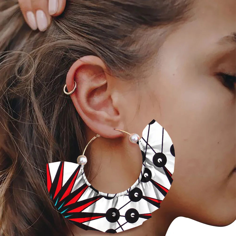 Bohisen Африканский этнический принт батик хлопок ручной работы серьги Винтаж