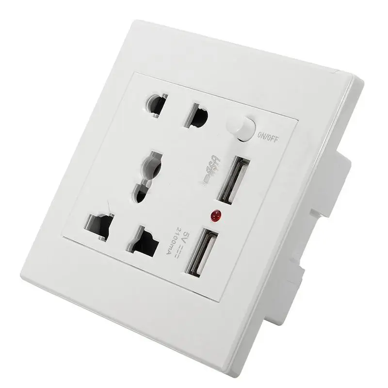 2.1A двойной USB настенное зарядное устройство розетка адаптер универсиал панель wite