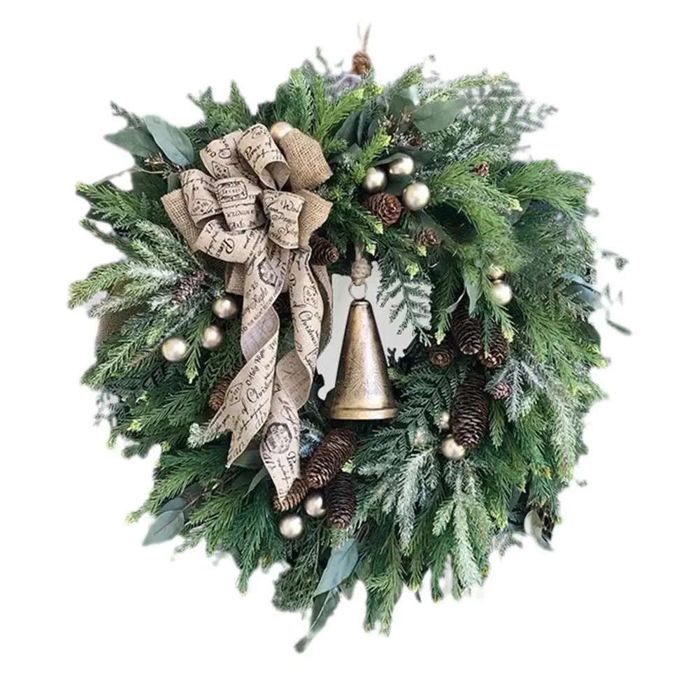 

Оригинальная Рождественская декоративная сосновая конуса и сосновые иголки, имитация гирлянды в стиле бохо, венок