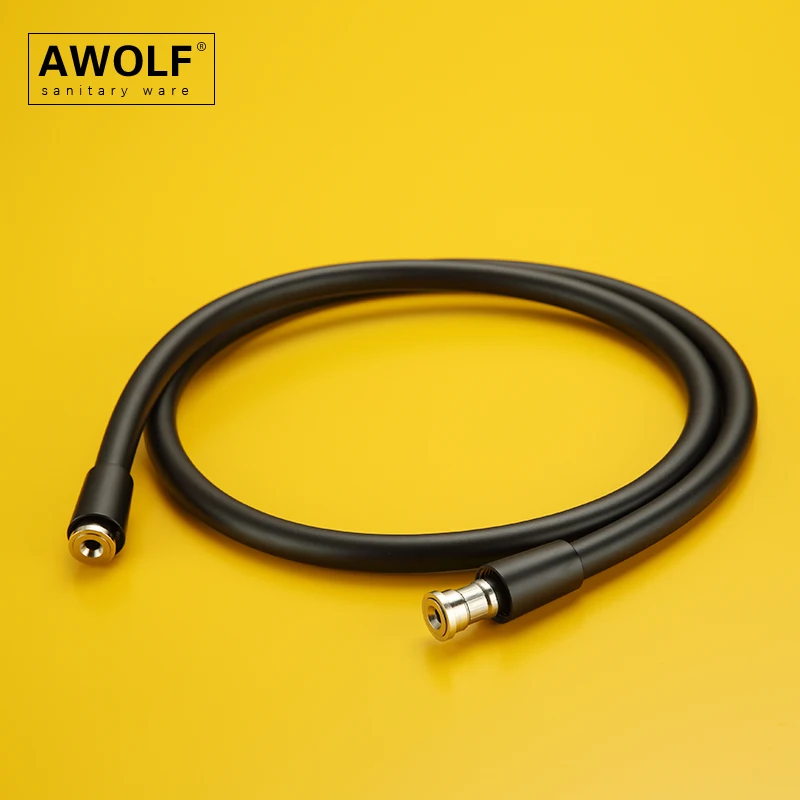 

Black PVC Flexible Shower Hose Silver Plumbing Tube Gold Stainless Steel Shower Hose With Brass Nuts Bathroom Accessories AF6131