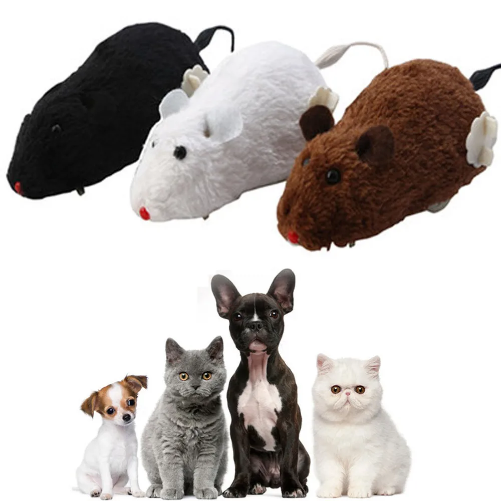 

Hot Creative Funny Clockwork Spring Power Plush Mouse Toy Cat Dog Playing Toy Mechanical Motion Rat Pet Accessories 2021 #M