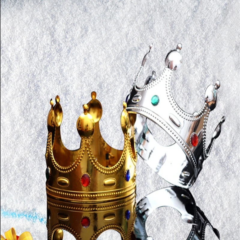 1 шт. наряд для Хэллоуина реквизит Золотая Серебряная корона принца кепка со