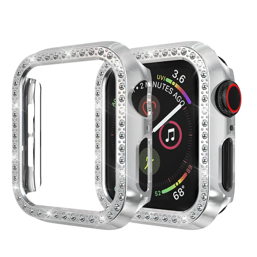 SILVER Защитный чехол для Apple Watch, версии 5/4/3/2/1 40 мм 44 расположен в городе дрель ПК Материал чехол s для наручных часов iWatch, версия 3, 2, 42 мм, 38 мм - Цвет: SILVER
