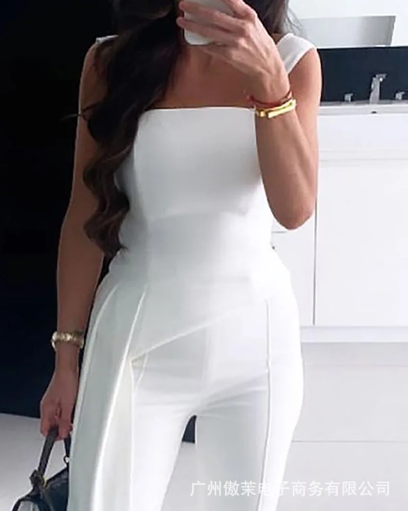 

Модный женский новый белый жилет цельнокроеные брюки