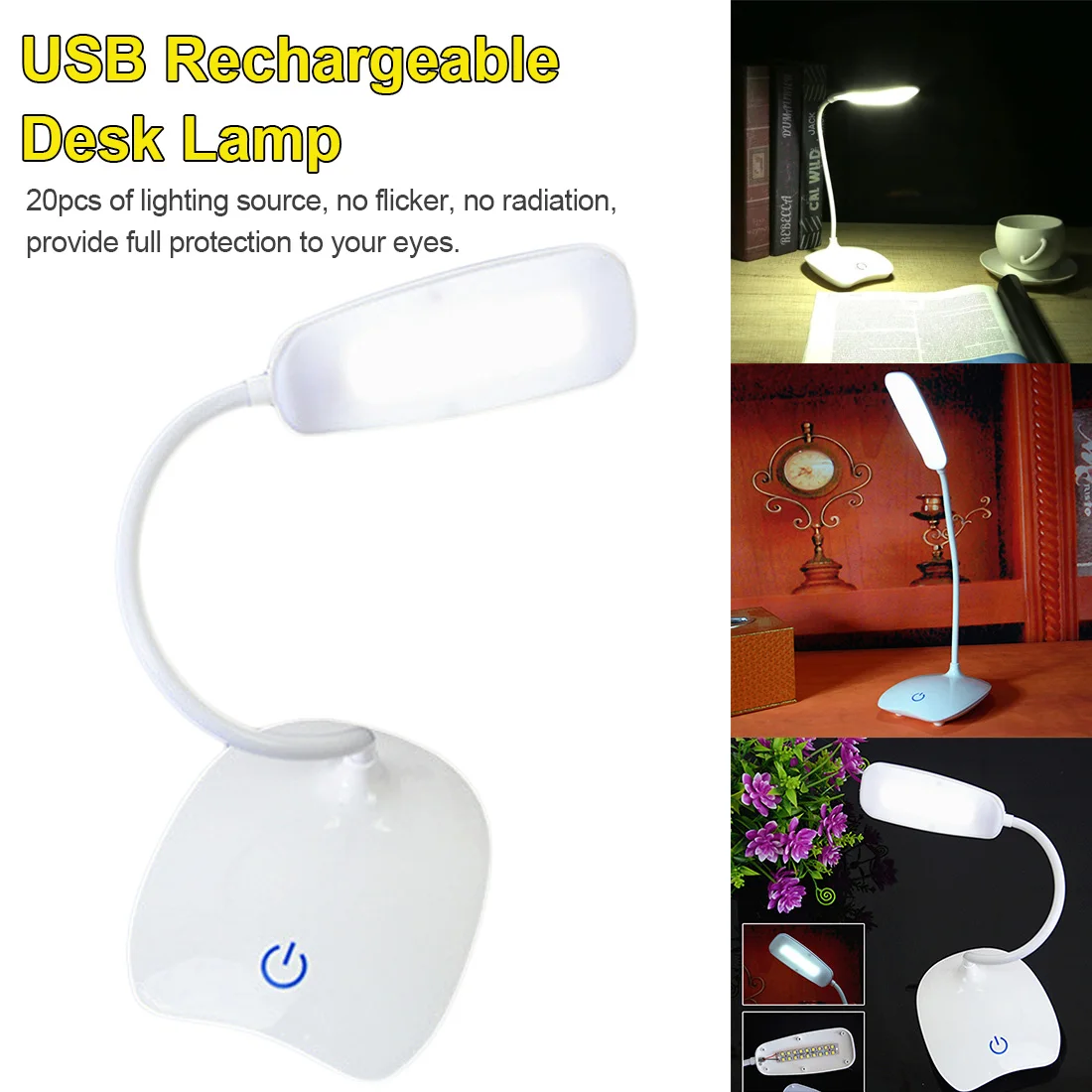 Гибкая Настольная лампа с защитой глаз 4 светодиода/18 светодиодов светильник для