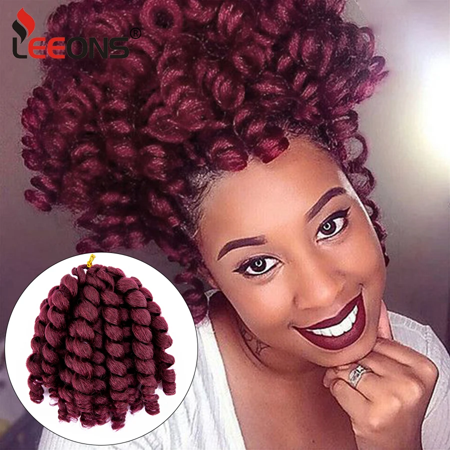 

Leeons 14Cm Wand Curl Jamaican Bounce Synthetic Braiding Hair Strands Jumpy Extension Crochet Braid Hair For Woman