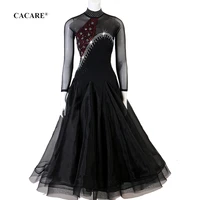 cacare waltz dress ballroom dance competition dresses tango flamenco standard dance dresses d0720 long mesh sleeve big sheer hem
