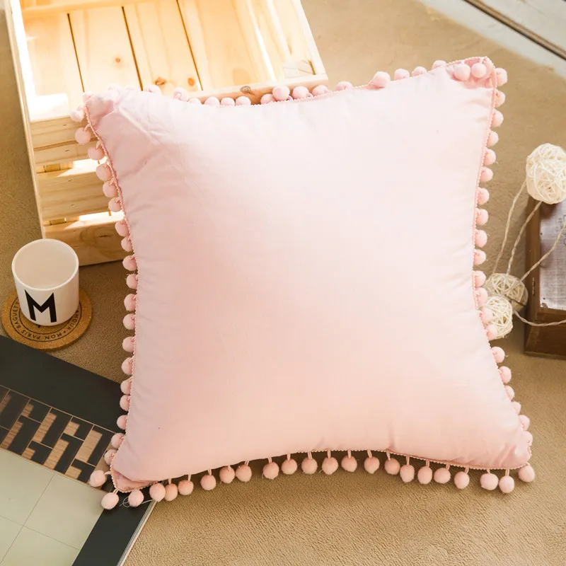Hnos однотонный чехол для подушки с помпоном 100% хлопок декоративная спальная