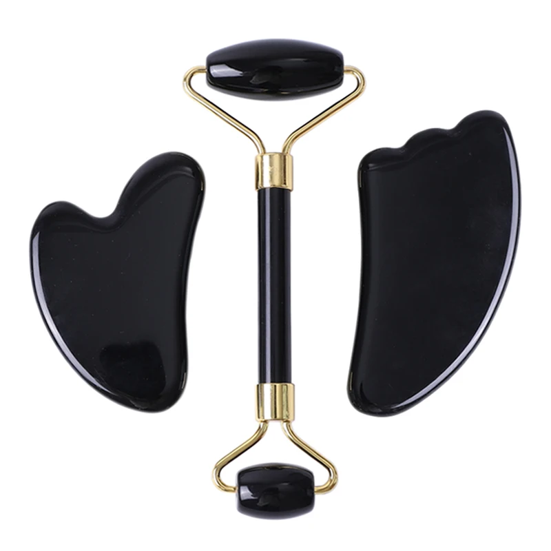 Натуральный обсидиан гуаша гуашь скребок бриллиантовый камень для массажа лица