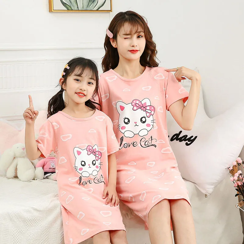 

Girls Summer Nightdress Cotton Unicorn Children's Pajamas Night Dress Girl Kids Nightgown Baby Sleepwear Short Sleeved Clothes