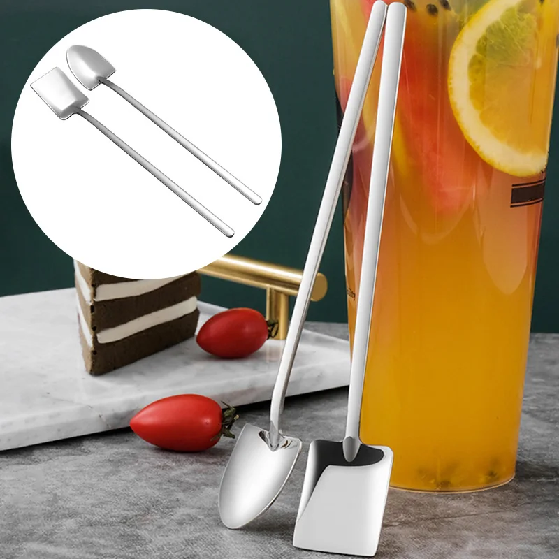 1PC нержавеющая сталь длинная ручка кофе чай ложка лопата в форме десертной вилки мороженое сахар чайная ложка аксессуары для кухни инструменты.
