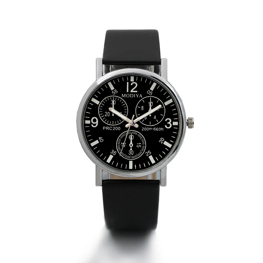 Часы наручные мужские с кожаным ремешком модные спортивные аналоговые кварцевые