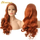 Парик харизма с длинными объемными волнами, женские парики из синтетических волокон, термостойкие волосы, волосы оранжевого, красного цвета, парик для косплея