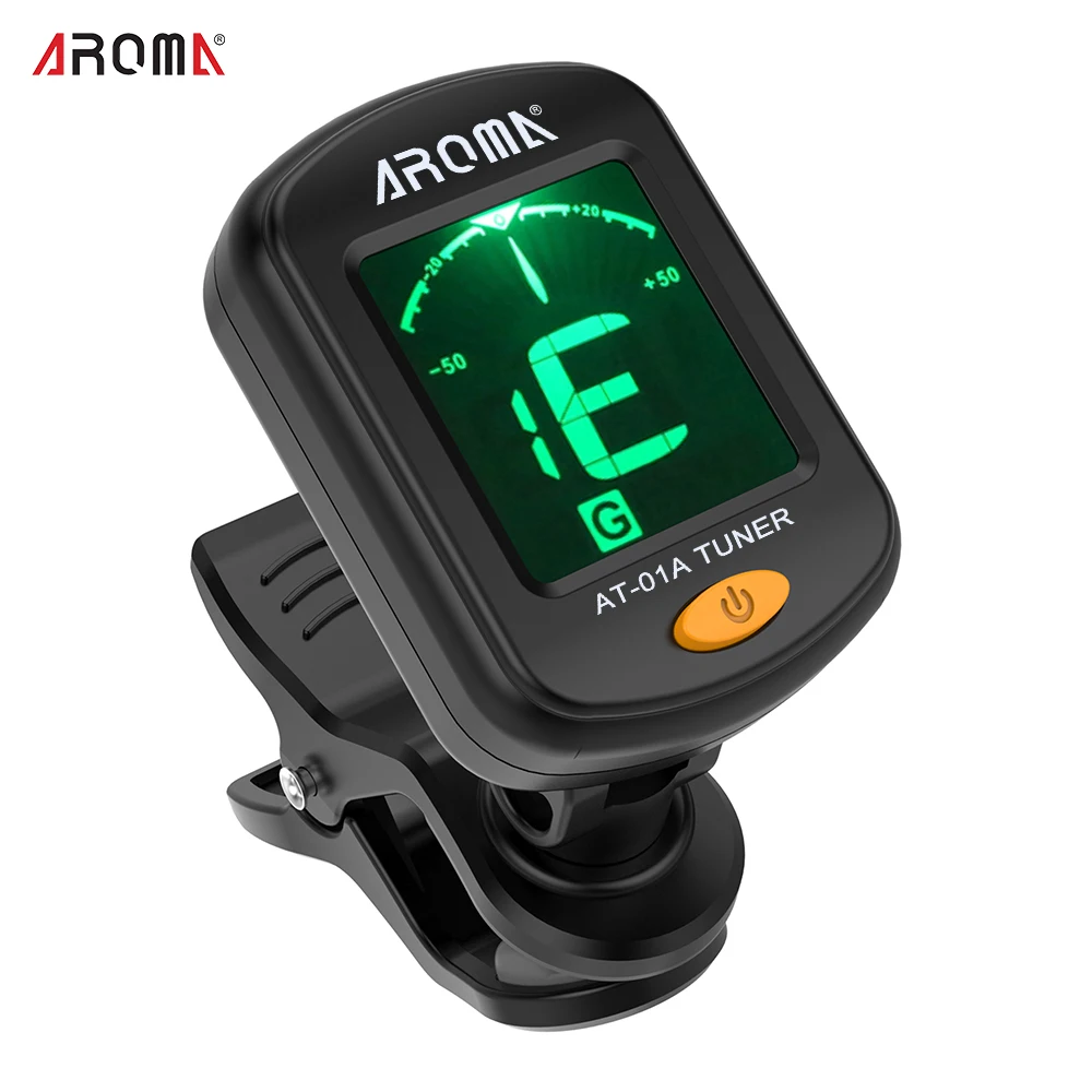 

AROMA AT-101 Digital Clip-on Electric Guitar Tuner Foldable Rotating Clip High Sensitivity Ukulele Guitar Parts & Accessories