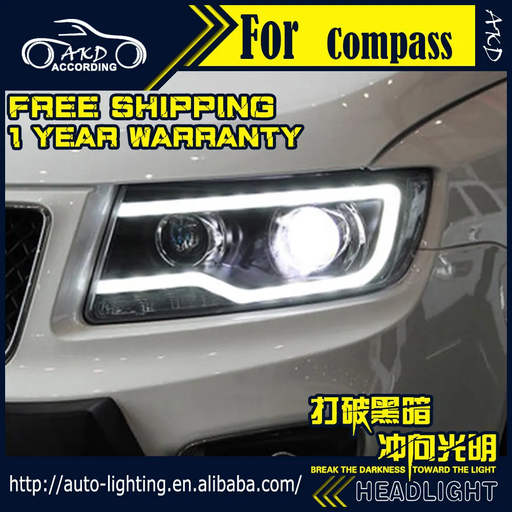 AKD автостайлинг фара в сборе для Jeep Compass фары 2012 2016 светодиодная Grand Cherokee DRL