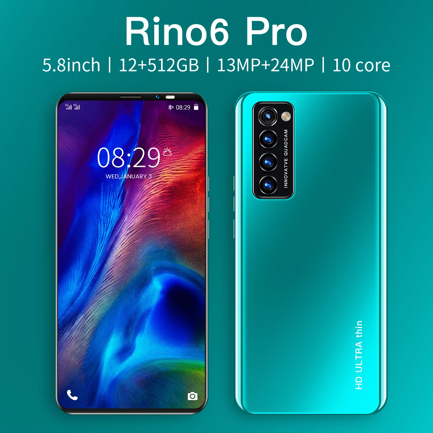 

Hot Sale Rino6 Pro 12GB 512GB 13MP 24MP 5.8 Inch Android 10 Global Version Smartphone 4800mAh 10 Core Fingerprint ID Cell Phones