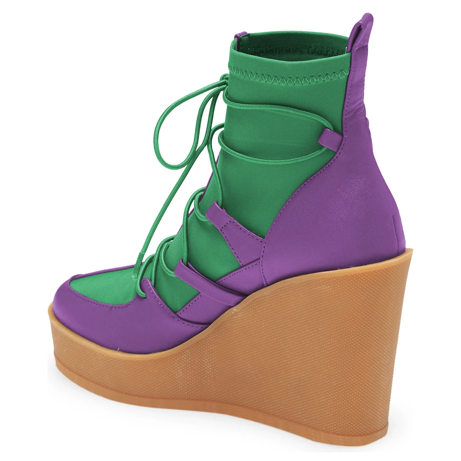 Mixed Colors Platform High Wedges Heels Lace Up Women Ankle Boots Round Toe Booties Ladies Winter Party Shoes Large Size 41 42