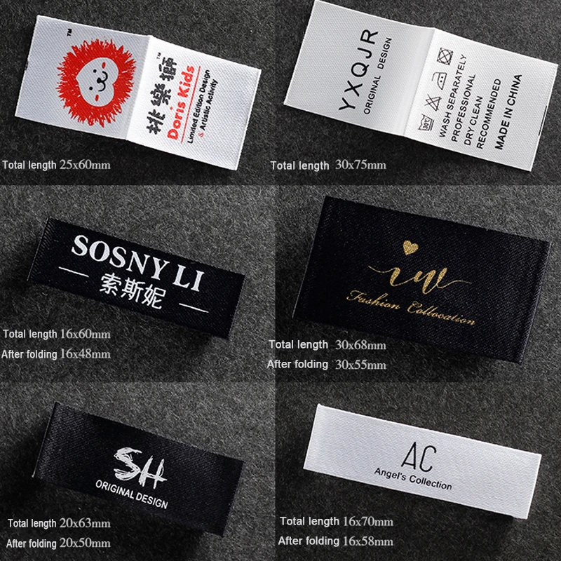 5000 шт. атласные этикетки с белым принтом для одежды | Дом и сад