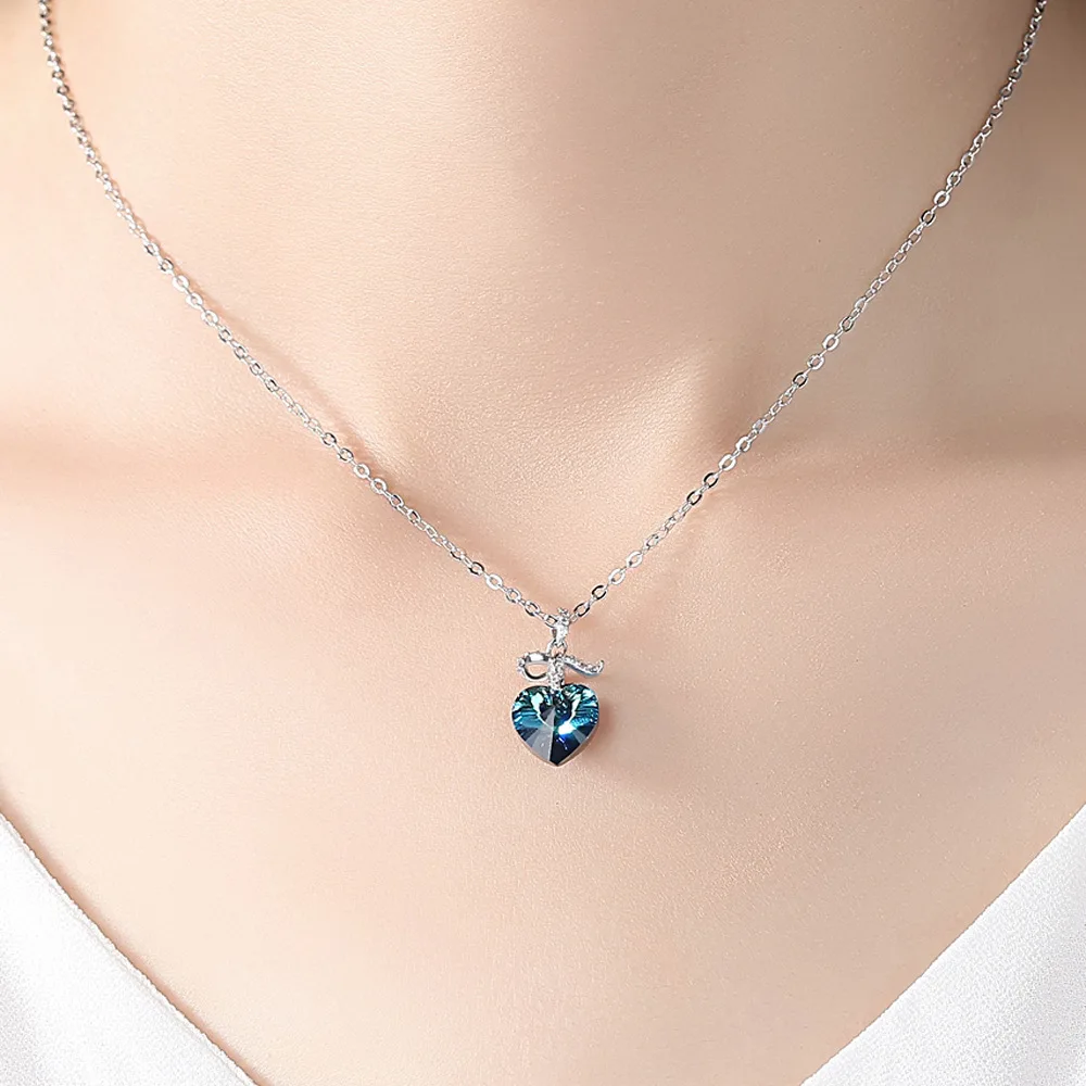 Ожерелье с кулоном женское ожерелье хорошее ювелирное изделие синее сердце