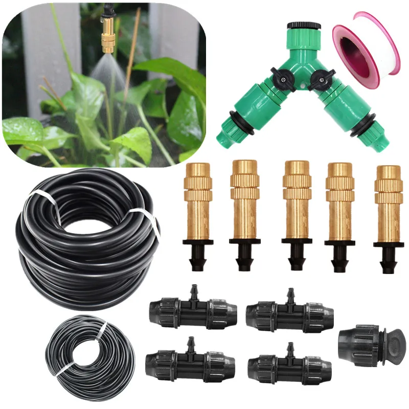 

20m 2-Outlet Watering Kits With 8/11 Tube For Garden Irrigation Micro Drip Fittings For Yard Watering
