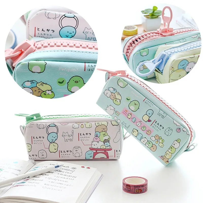 Креативный простой милый чехол из искусственной кожи на большой молнии с