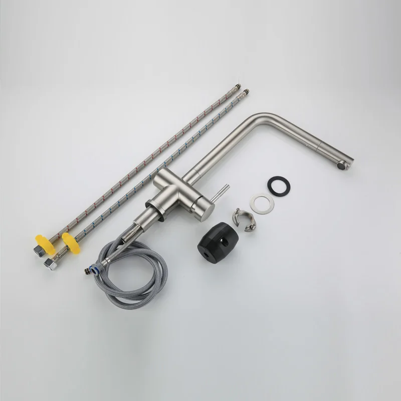 Смесители для кухни Серебряный выдвижной кухонный кран с одной ручкой