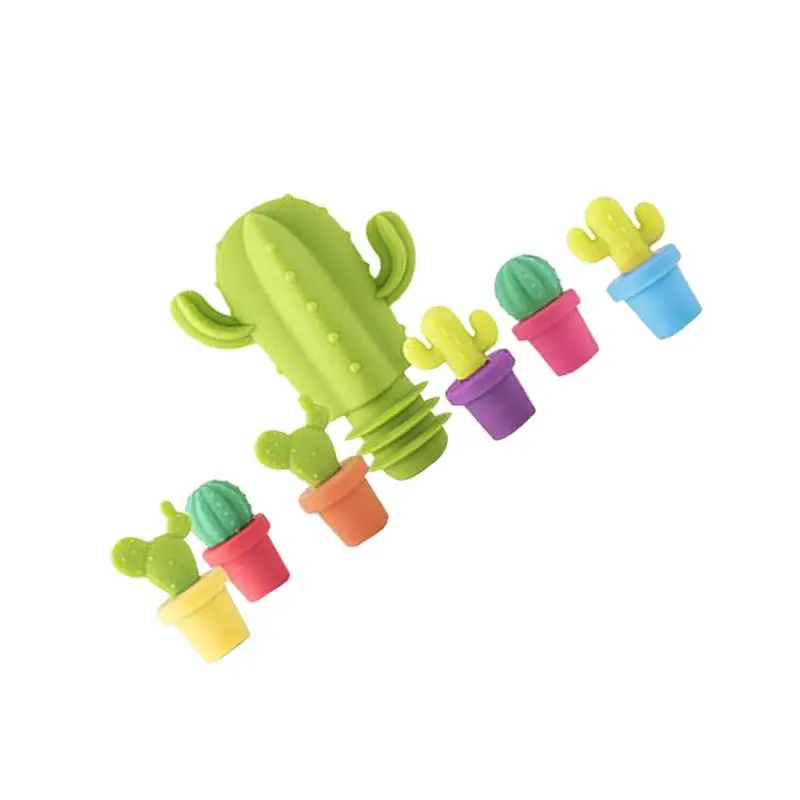 

1 Set Wine Bottle Stopper Silicone Cactus Shaped Champagne Plug Beverage Bar Preservation Tool Bar Supplies