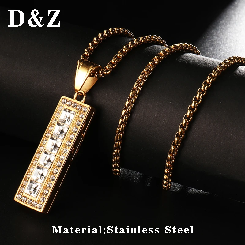 D & Z хип хоп Bling стразы геометрическое ожерелье с прямоугольной подвеской для