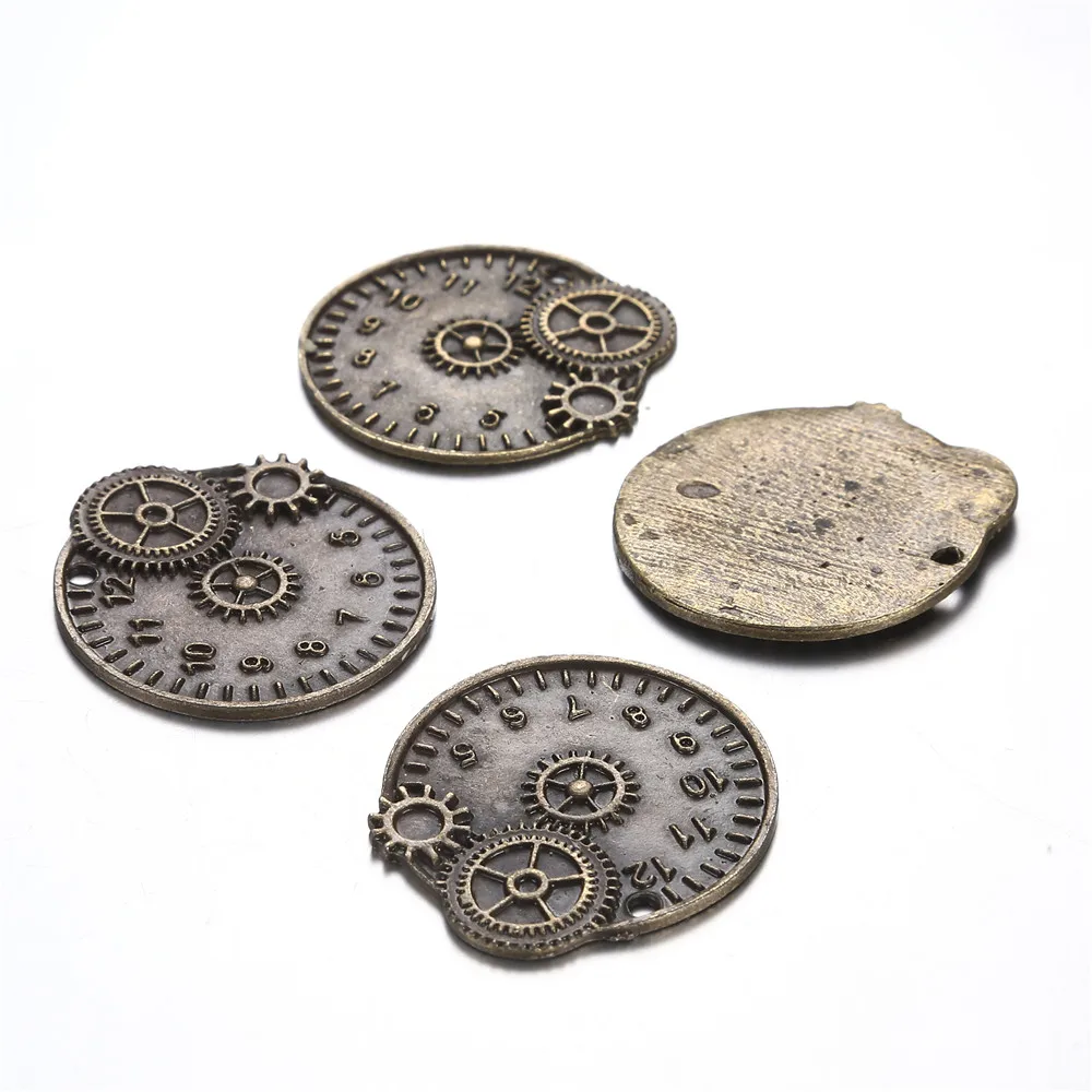 

10Pcs/Lot Vintage Alloy Round horologe Round Gear Charms Pendant For Jewelry DIY Makings Gear Pendant