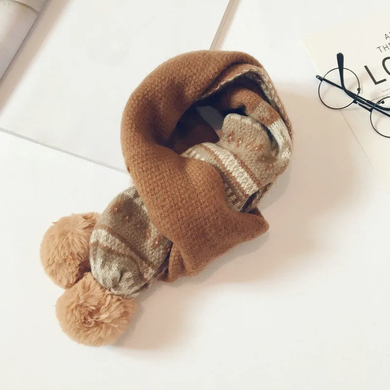 Осень зима 2019 вязаный детский шарф модный геометрический в Корейском стиле для