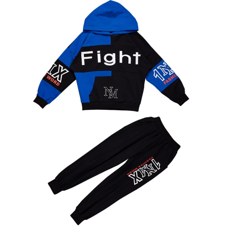 Fall Hip Hop Costume Children's Clothing Set Outfit Boys Long Sleeve Sports Suit Kids Hoodies+ Pants 2 Pcs Set Tracksuit