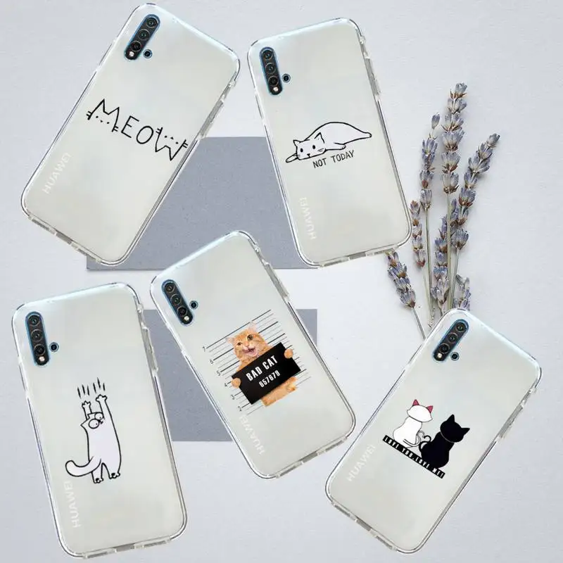 

cat paw Cute cartoon Phone Case Transparent for Huawei honor P mate Y 20 30 40 10 8 5 6 7 9 i x c pro lite prime smart
