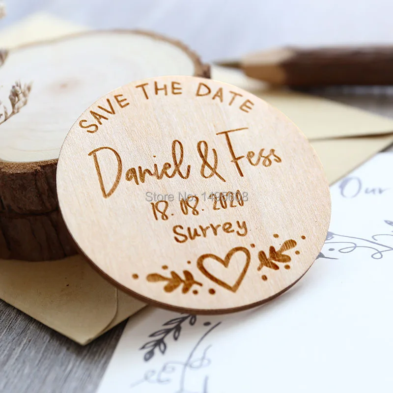 

10pcs Personalize Wood Save the Date Magnets Wedding Party Event Favors,Souvenirs Decoration Rustic Engraved Gifts for Guests