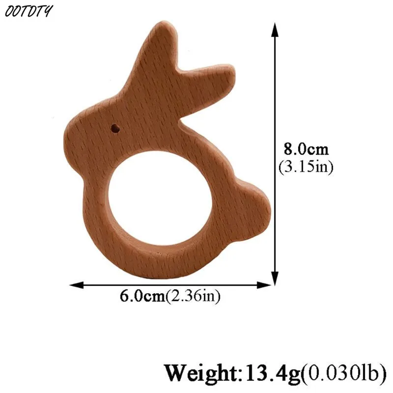 

OOTDTY BPA Free Baby Rabbit Beech Teether Safe Non-toxic Infant Teething Chewing Soother Molar Toys DIY Pendant Accessoriesy