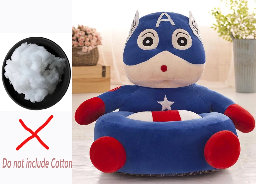 B without Cotton Диван или диван) Детские Плюшевые опорные сидения диван мультфильм Мстители Человек-паук Капитан Америка стул детские сидения игрушка - Цвет: B without Cotton