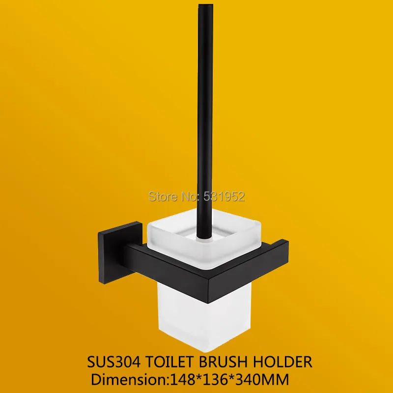 

Black Matte Bathroom Accessories Tissue Paper Holder Towel Rail Rack Toilet Brush Holder Toothbrush Holder Toilet Brush Holder