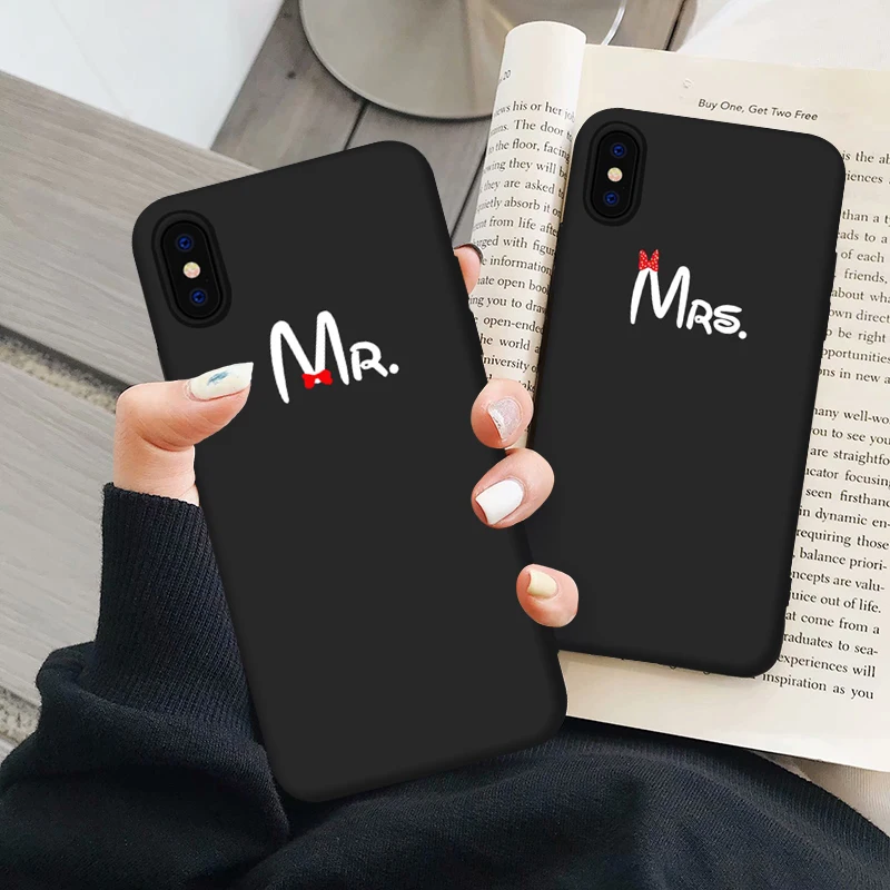 JAMULAR симпатичный бант Mr Mrs парный чехол для iPhone X XS MAX XR 11Pro 12 6 SE20 7 8Plus простой мягкий