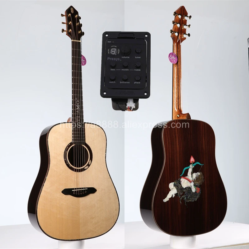 Полностью твердая гитара 41 дюйм верх из твердой ели/искусственное дерево (стрела