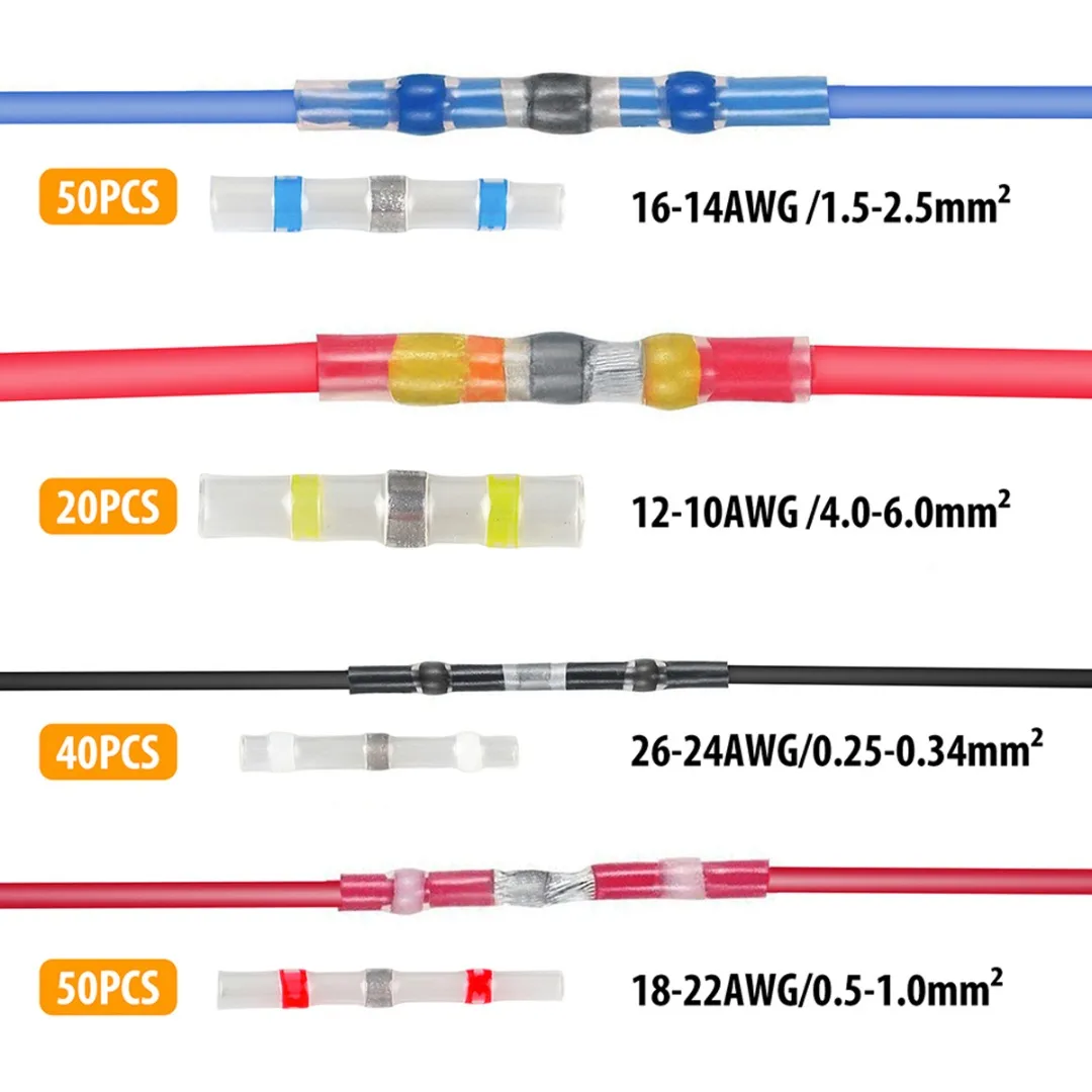 Mayitr 500 шт. 10-26AWG Автомобильная паяльная втулка термоусадочная проволока