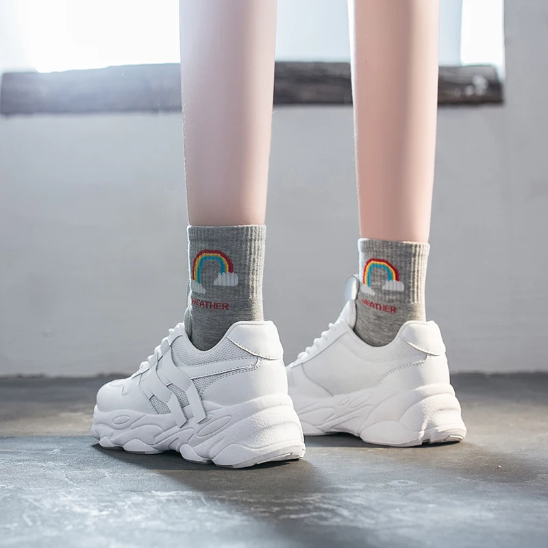 

New Autumn Fashion Women Casual Shoes Leather Platform Shoes Sneakers Ladies White Trainers Chaussure Femme Drop Shipping U21-20