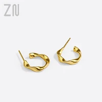 zn trendy simple twisted waves earrings for women girl korean style new creative design ear accessories jewelry gifts hot
