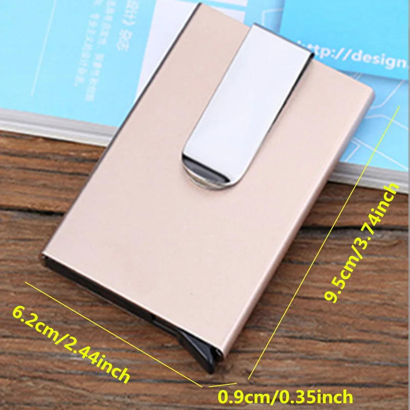 Designer Metal Card Wallet Business Credit ID Card Holder New RFID Cards Wallet Automatic Pop-up Money Clip Card Case for Male images - 6