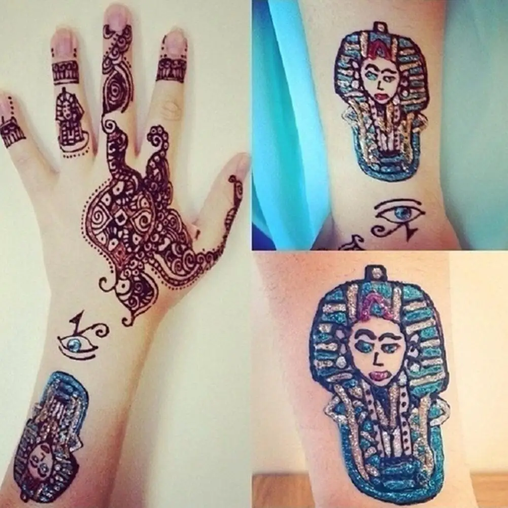 

Colorful Indian Henna Tattoo Paste For Temporary Tattoo Sticker Body Paint Art Cream Cone Black Brown Red White Henna Cones