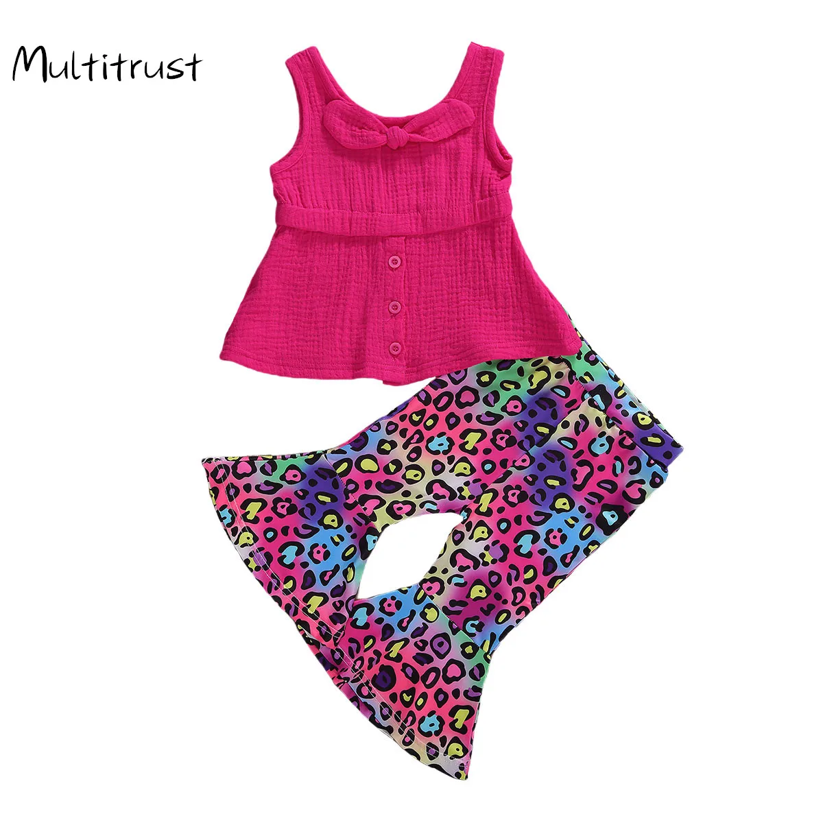 Модная летняя одежда для маленьких девочек укороченный топ без рукавов с бантом +