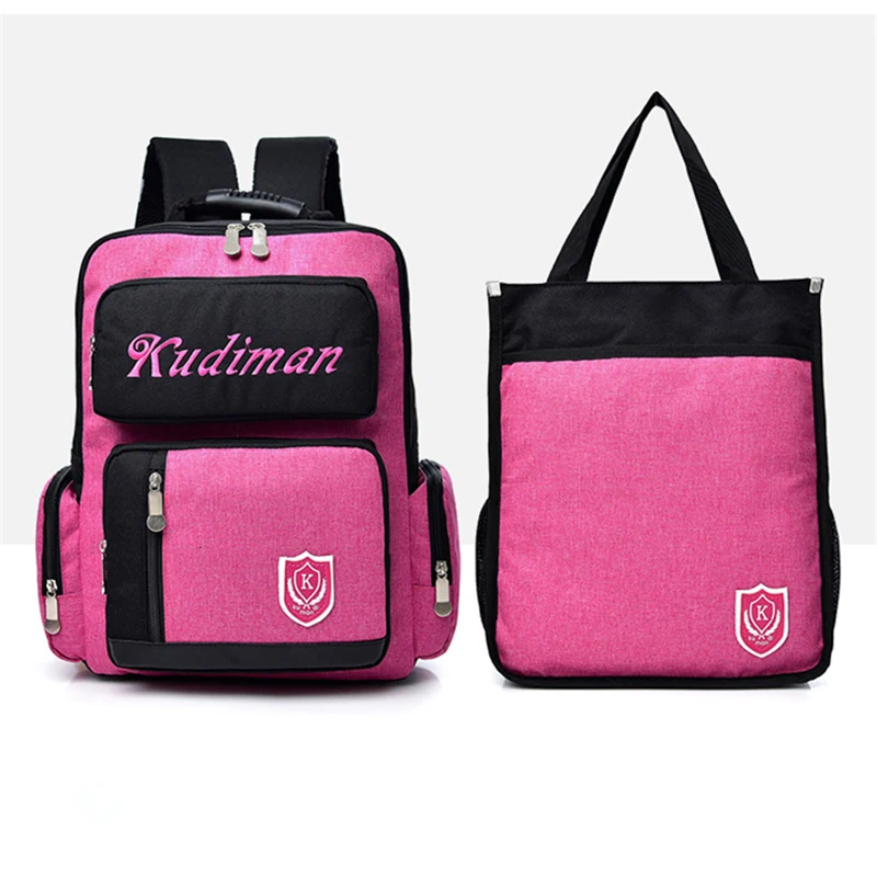 Korean fashion nylon backpack  Lightweight orthopedic 2pcs/set combination school bags for teen boys and girls Casual backpacks